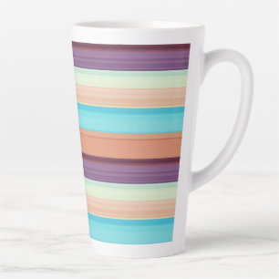 Leuke blauwe bruine strepen latte mok