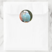 Leuke Blauwe Budgie Vogel op een Boomtak Ronde Sticker (Tas)