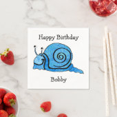 Leuke blauwe Cartoon Verjaardag Smiling Snail Servet (Insitu)