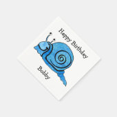 Leuke blauwe Cartoon Verjaardag Smiling Snail Servet (Hoek)