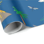 Leuke Blauwe Dinosaurus Patroon Wildlife Planten N Cadeaupapier (Rol Hoek)