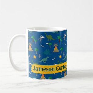 Leuke Blauwe Dinosaurus Patroon Wildlife Planten N Koffiemok