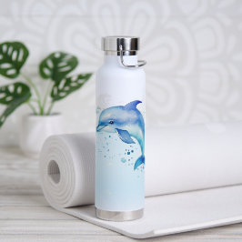 Leuke blauwe dolfijn springen school of buiten waterfles