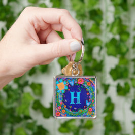 Leuke Blauwe Dragonfly Monogram Inspirivity Sleute Sleutelhanger