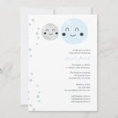 Leuke Blauwe en Grijze Planeten Baby Meisje Douche Kaart (Voorkant)