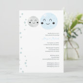 Leuke Blauwe en Grijze Planeten Baby Meisje Douche Kaart (Staand voorkant)