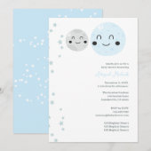 Leuke Blauwe en Grijze Planeten Baby Meisje Douche Kaart (Voorkant / Achterkant)