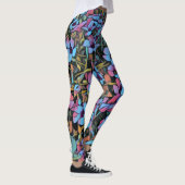 Leuke blauwe en roze bloemprint leggings (Rechts)
