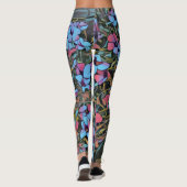 Leuke blauwe en roze bloemprint leggings (Achterkant)