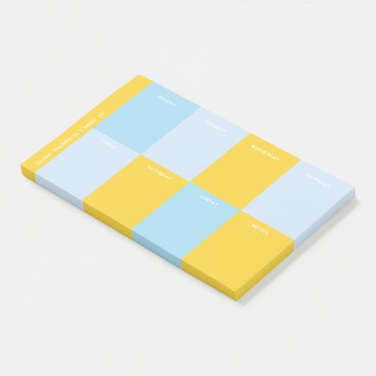 Leuke Blauwe Gele School Weekplanner Post-it® Notes (Schuin)