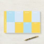 Leuke Blauwe Gele School Weekplanner Post-it® Notes (Op bureau)