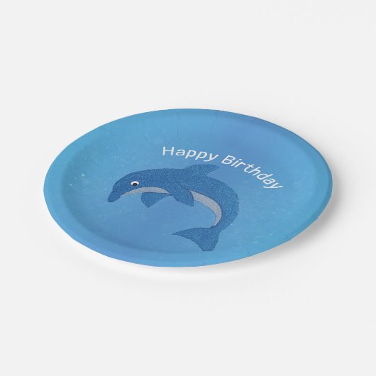 Leuke blauwe glinstering zoals dolfijn springen ve papieren bordje (Gekanteld)