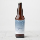 Leuke Blauwe Glitter Drip 21e Verjaardagsfeestje Bier Etiket (Voorkant)
