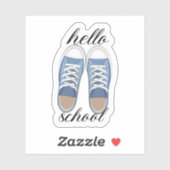 Leuke blauwe hallo school tennisschoenen sticker (Vel)