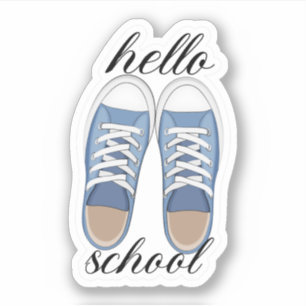Leuke blauwe hallo school tennisschoenen sticker