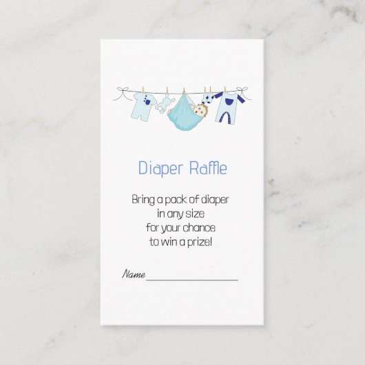 Leuke blauwe illustratie Luier Raffle Informatiekaartje (Voorkant)
