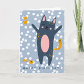 Leuke blauwe kat Kids Verjaardag Kaart (Voorkant)