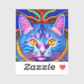 Leuke Blauwe Kat met Gele Ogen Ai Art Sticker (Vel)