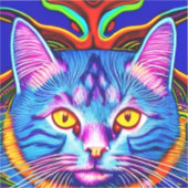 Leuke Blauwe Kat met Gele Ogen Ai Art Sticker (Voorkant)