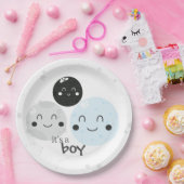 Leuke blauwe Kawaii Planet Het is een Boy Baby sho Papieren Bordje (Feest)