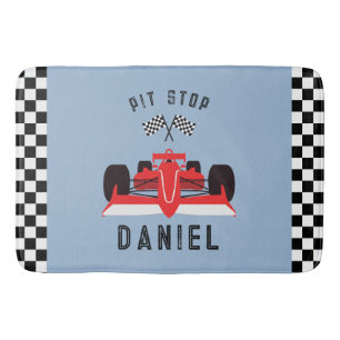 Leuke Blauwe Kinder Rode Racing Auto Badmat