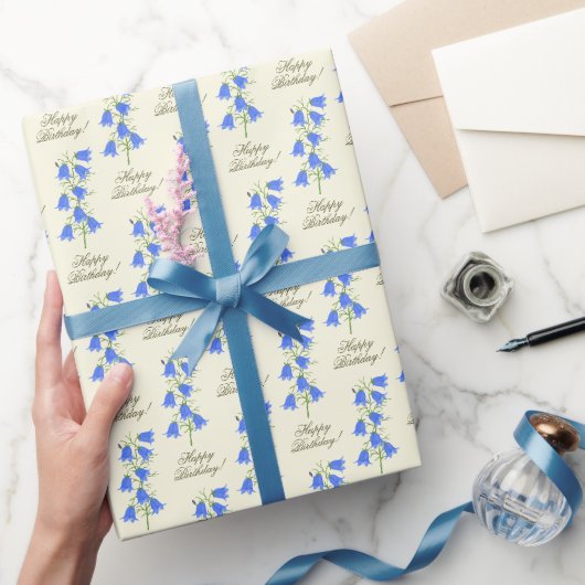 Leuke Blauwe Klokjes Verjaardag Cadeaupapier (Geschenken)