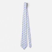 Leuke Blauwe Klokjes Witte Stropdas (Voorkant)