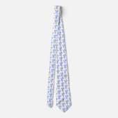 Leuke Blauwe Klokjes Witte Stropdas (Achterkant)