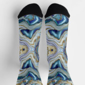 Leuke blauwe mix gemarmerde agaat minerale gesnede sokken (Top)