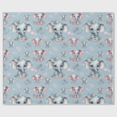 Leuke blauwe olifant print cadeaupapier (Vlak)