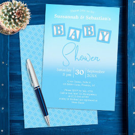 Leuke blauwe ombre BABY jongensblokken Shower Uitn Kaart