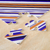 Leuke blauwe oranje strepen legpuzzel (Zijkant)