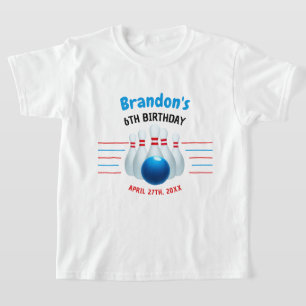 Leuke Blauwe & Rode Bowling Kinderen 6e Verjaardag T-shirt