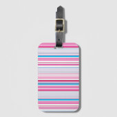 Leuke blauwe roze strepen bagagelabel (Voorkant (verticaal))