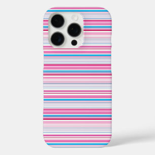 Leuke blauwe roze strepen iPhone 16 pro hoesje