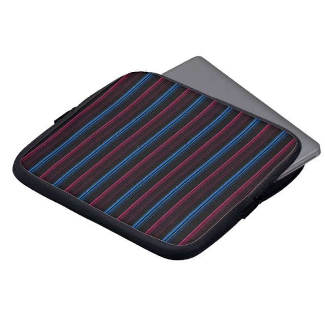 Leuke blauwe roze strepen  laptop sleeve (Voorkant top)