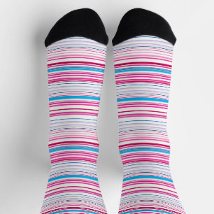 Leuke blauwe roze strepen sokken