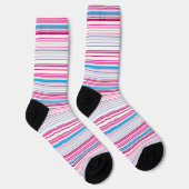 Leuke blauwe roze strepen sokken (Rechts)