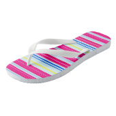 Leuke blauwe roze strepen teenslippers (Schuin)