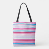 Leuke blauwe roze strepen tote bag (Achterkant)
