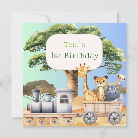 Leuke Blauwe Safari Verjaardag Kaart (Voorkant)