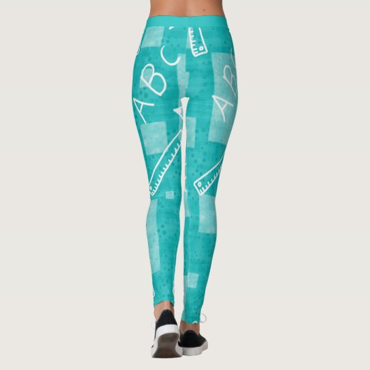 Leuke blauwe school leraar student ABC Leggings (Achterkant)