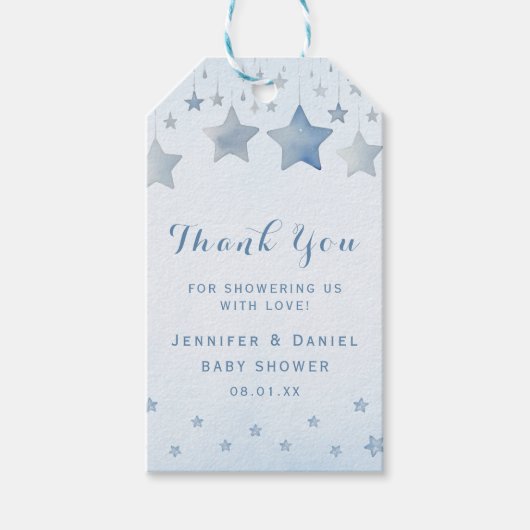 Leuke Blauwe Sterren Dank Je Cadeaulabel (Voorkant)