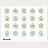 Leuke blauwe stip gele bloem ronde sticker (Vel)