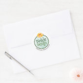 Leuke blauwe stip gele bloem ronde sticker (Envelop)