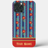 Leuke Blauwe Streep Bloemen Patroon Inspirivity Case-Mate iPhone Case (Achterkant)