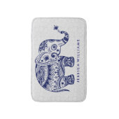 Leuke blauwe tinten bloemenolifant badmat (Voorkant Verticaal)