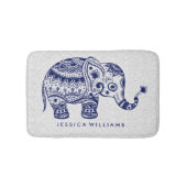Leuke blauwe tinten bloemenolifant badmat (Voorkant)