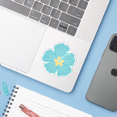 Leuke blauwe tropische bloem sticker (Laptop met iPhone)