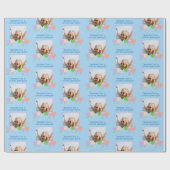 Leuke blauwe verjaardag Gepersonaliseerde foto Tul Cadeaupapier (Vlak)